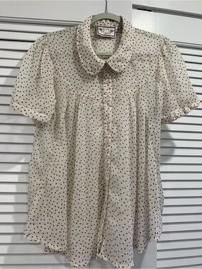 Two of Us polka dots Peter Pan collar 70’s rockabilly boho size medium romantic